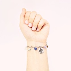 Pulsera modelo FAMILIA, pulsera protectora, montada en acero y minerales.