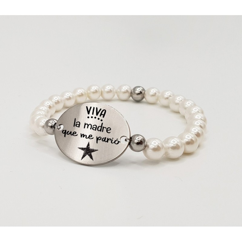 Pulsera ORIGEN, con frase (Viva la madre que me parió) elástica.