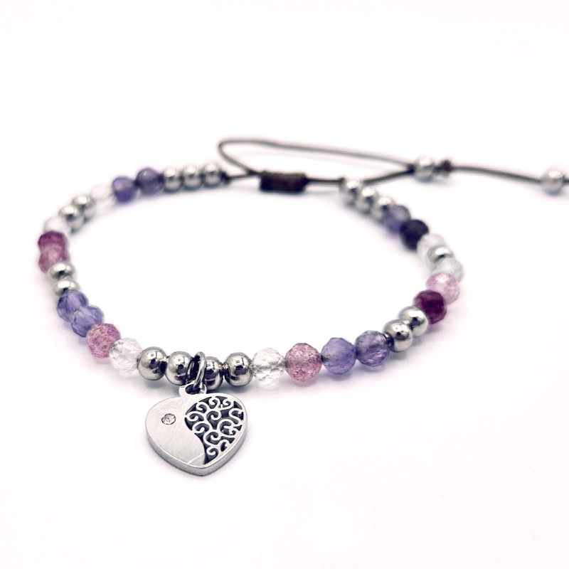 Pulsera protectora, combinación de piedras energéticas, ajustable para todas las tallas, acero inoxidable.