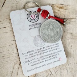 Llavero SANTO BENITO protección contra el mal de ojo, montada en acero inoxidable | Dcorazón