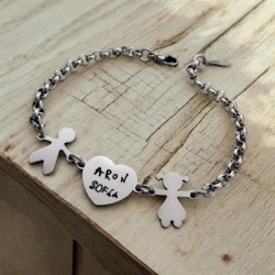 Pulsera corazón con manos con nombres personalizado | D.Corazón