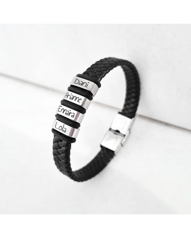 Ejemplo de montaje pulsera unisex montada en cuero y acero