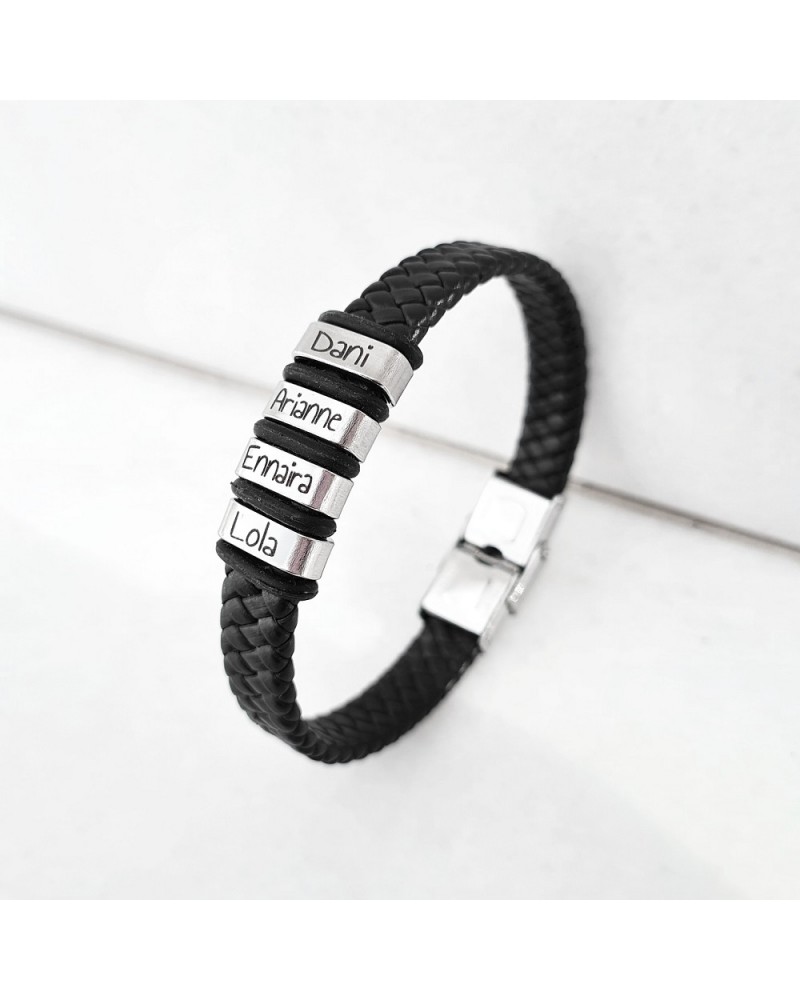 Ejemplo de montaje pulsera unisex montada en cuero y acero
