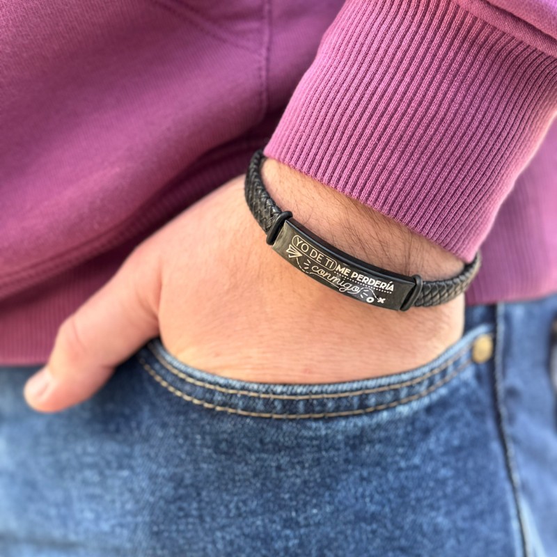 Pulsera de cuero con frase, contigo me iría hasta el quinto pino | Dcorazon