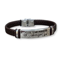 Pulsera de cuero personalizada con los nombres insertados en un infinito | Dcorazón