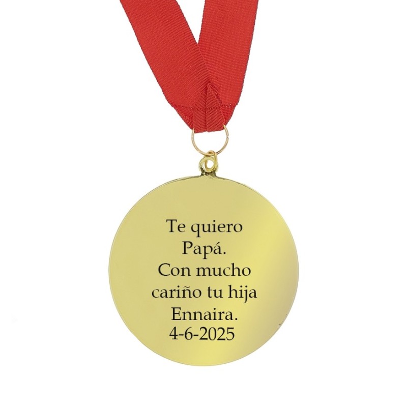 Medalla Dorada Personalizada. Un Reconocimiento Especial con tu texto.