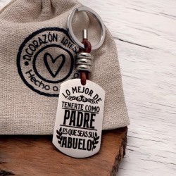 Llavero ADVENTURE, con frase (Lo mejor de tenerte como padre es que te tengan como abuelo).