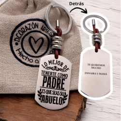 Llavero ADVENTURE, con frase (Lo mejor de tenerte como padre es que te tengan como abuelo).