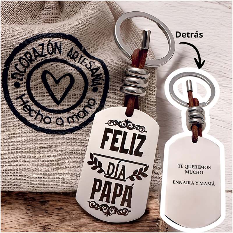 Llavero ADVENTURE, con frase (Feliz día papá).