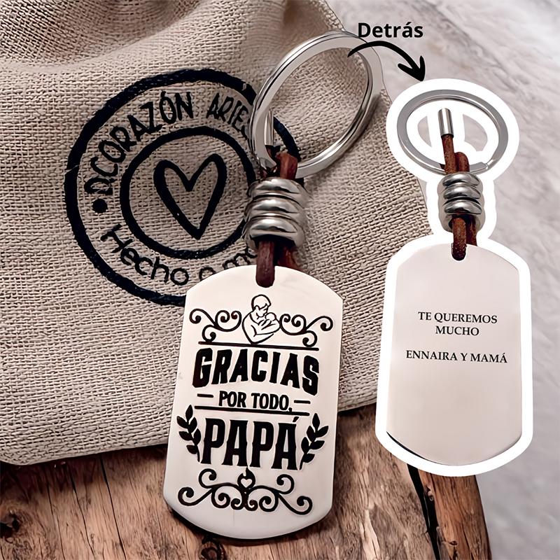 Llavero ADVENTURE, con frase (Gracias por todo papá).