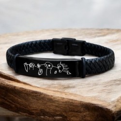 Pulsera de cuero personalizada con tu texto y dibujo| Dcorazon