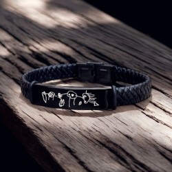 Pulsera de cuero personalizada con tu texto y dibujo| Dcorazon