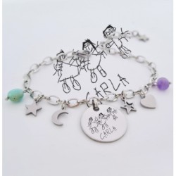 Pulsera de cadena personalizada con dibujo infantil |Dcorazon