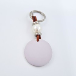 Llavero PERLI, con toque nacarado, perla de resina, acero inoxidable.