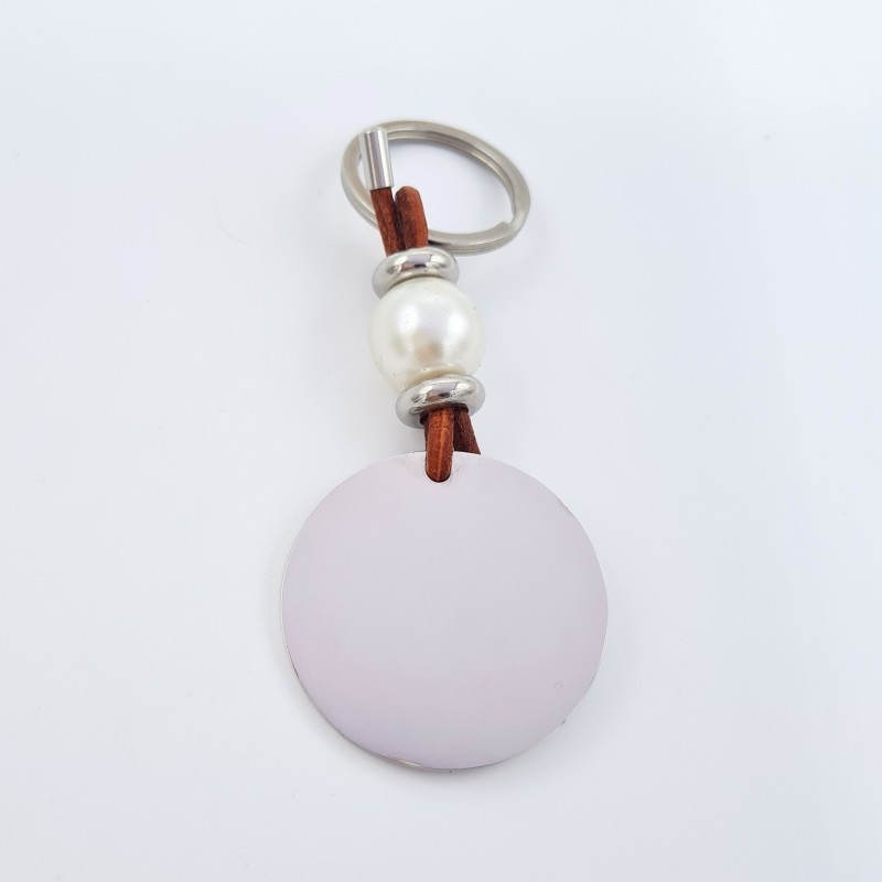 Llavero PERLI, con toque nacarado, perla de resina, acero inoxidable.