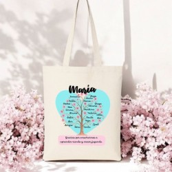 Bolsa personalizada para profesoras con nombres de alumnos