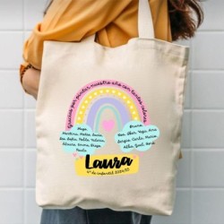 Bolsa personalizada para profesoras con nombres de alumnos