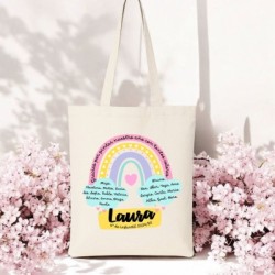 Bolsa personalizada para profesoras con nombres de alumnos