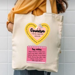 Bolsa personalizada profe con corazón y nombres | Dcorazón