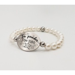 Pulsera ORIGEN, con frase (Tu puedes con todo) elástica.