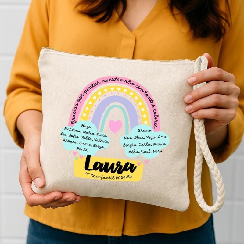Neceser personalizado para profesoras con nombres de alumnos