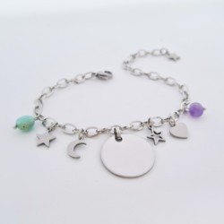 Pulsera ASTRID, de cadena personalizada montada en acero | Dcorazon