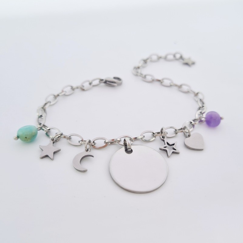 Pulsera ASTRID, de cadena personalizada montada en acero | Dcorazon