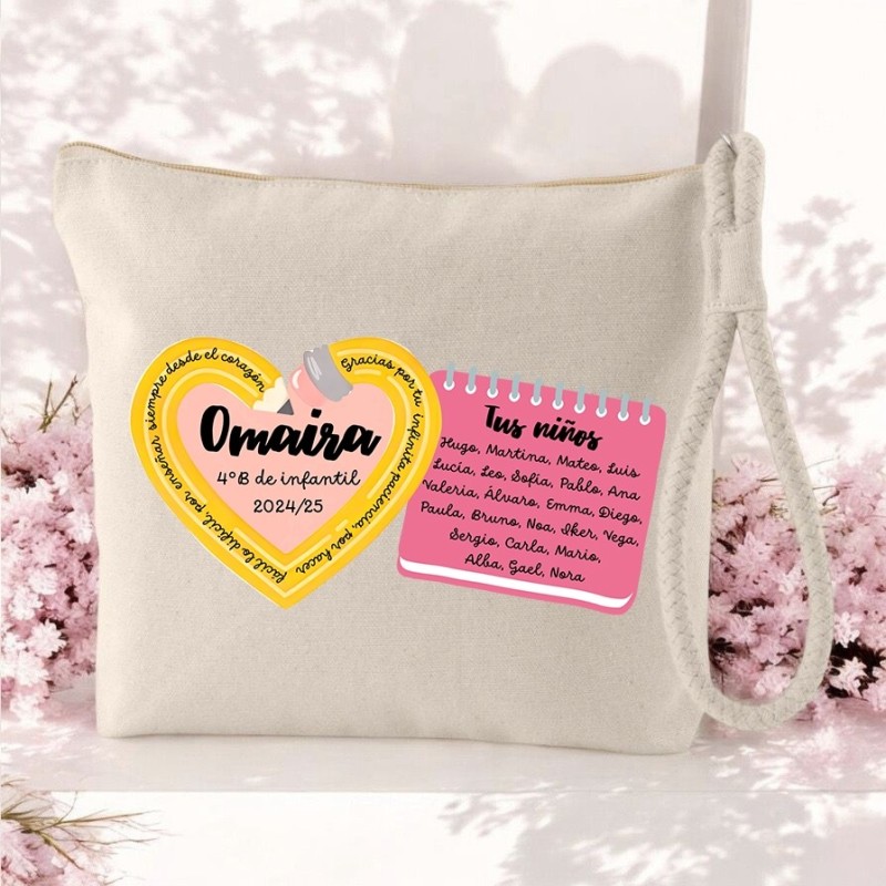 Neceser personalizado profe con corazón y nombres | Dcorazón