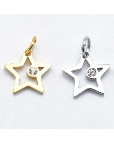 Estrella de acero inoxidable con circonita| Creasentidos