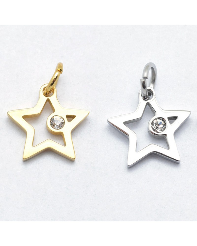 Estrella de acero inoxidable con circonita| Creasentidos