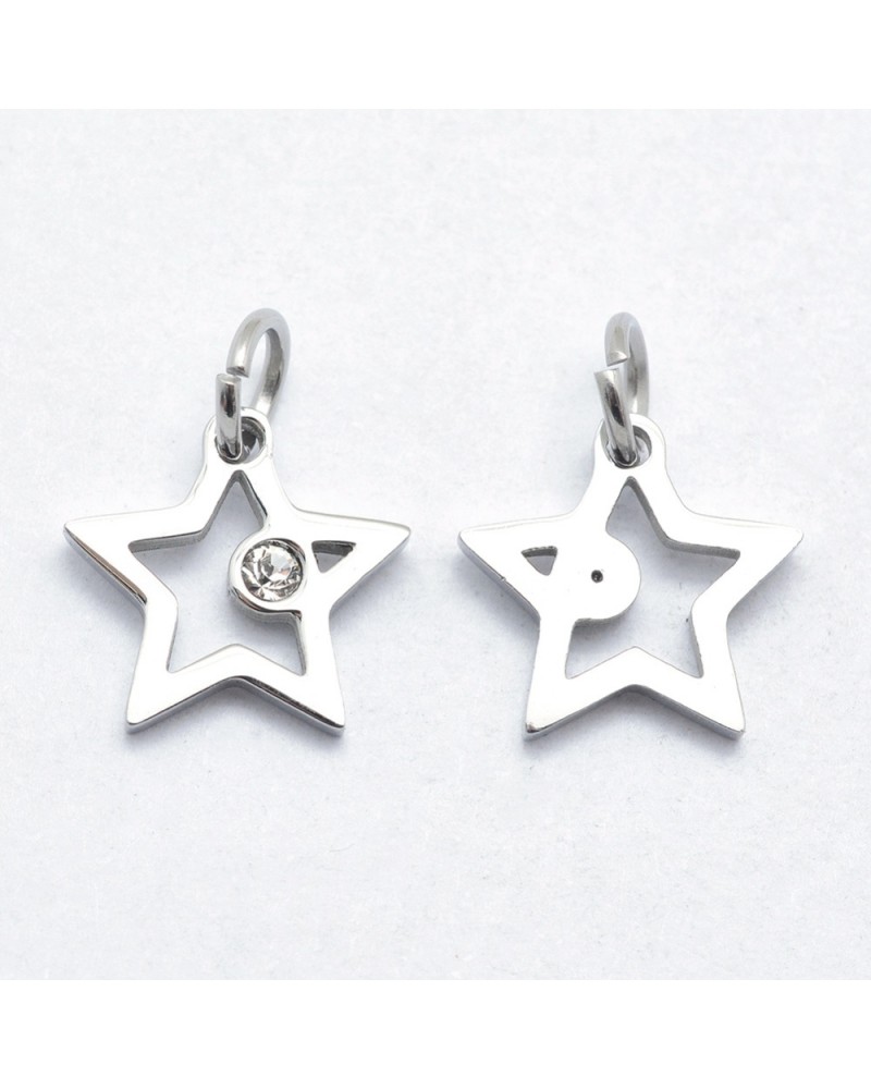Estrella de acero inoxidable con circonita| Creasentidos