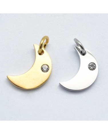 Luna de acero inoxidable con circonita| Creasentidos