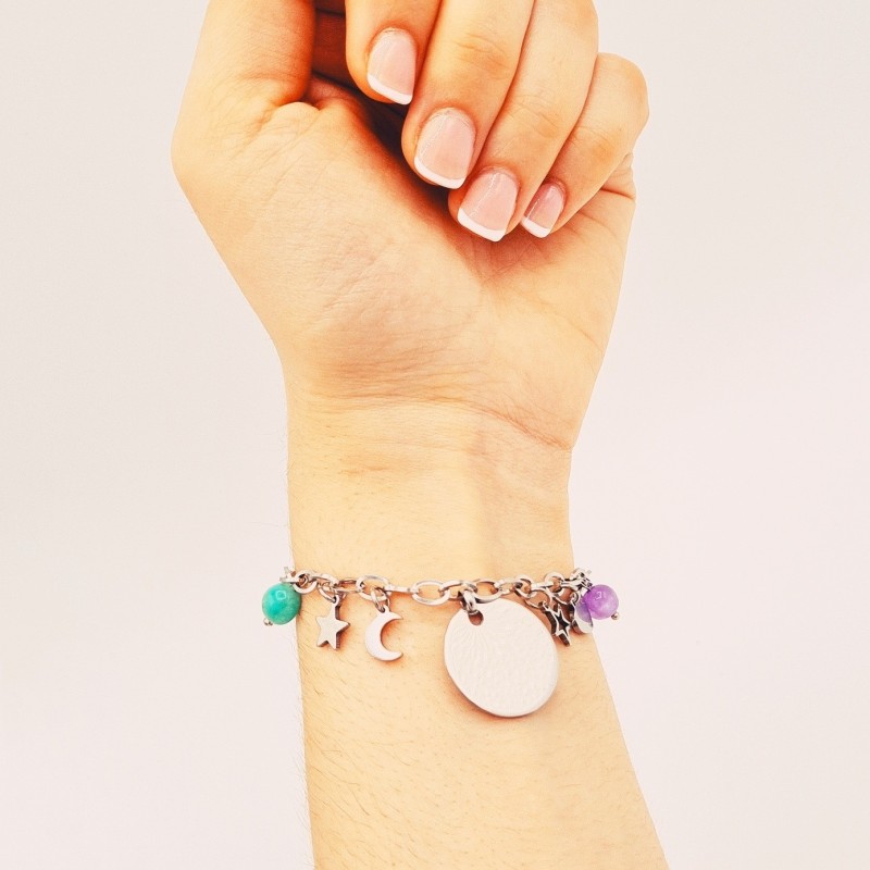 Pulsera ASTRID, de cadena personalizada montada en acero | Dcorazon