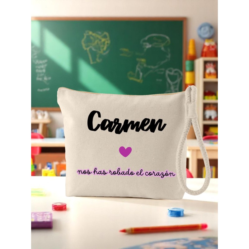 Neceser personalizado profe con nombre y frase | Dcorazón