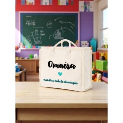 Capazo personalizado profe con nombre y frase | Dcorazón