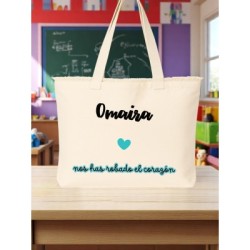 Bolsa personalizado profe con nombre y frase | Dcorazón