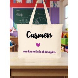 Bolsa personalizado profe con nombre y frase | Dcorazón