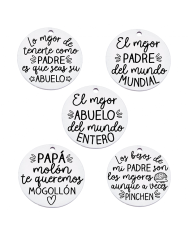 Medallas d├¡a del padre con frases bonitas, medida 25mm, hueco 2.5mm (1pc).
