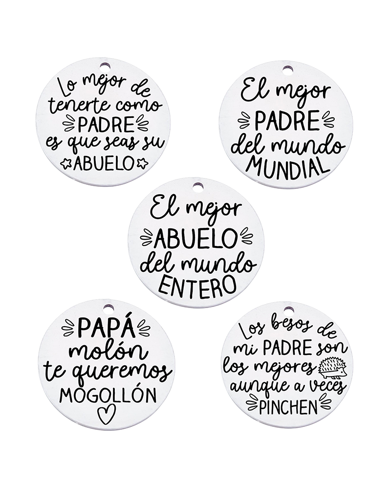 Medallas d├¡a del padre con frases bonitas, medida 25mm, hueco 2.5mm (1pc).
