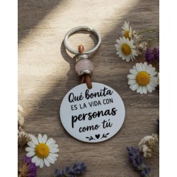 Llavero “Que bonita es la vida con personas como tú” con piedras naturales | Dcorazón
