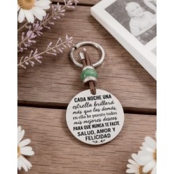 Llavero “Cada noche una estrella brillará más que las demás” con piedras naturales | Dcorazón