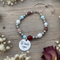 Pulsera de minerales, diseñamos y personalizamos con tu texto, ideal para sorprender a quien más quieres (1pc).