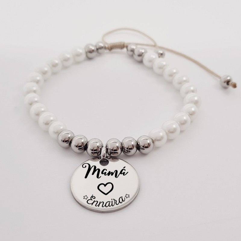 Pulsera perlas personalizada con el texto que quieras |Dcorazon