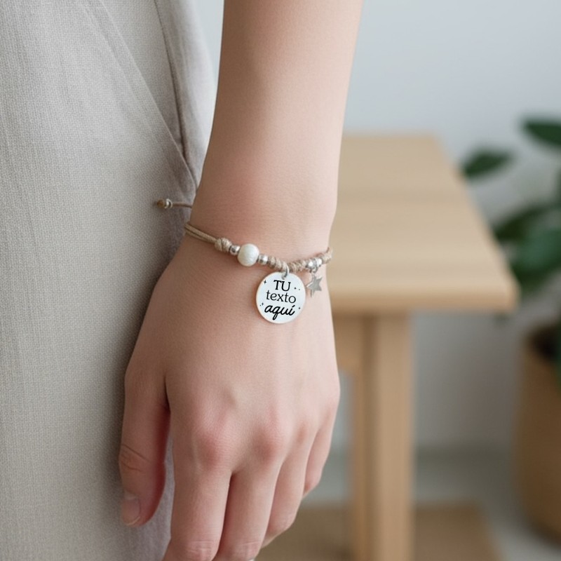 Pulsera con perla, diseñamos y personalizamos con tu texto | Dcorazón
