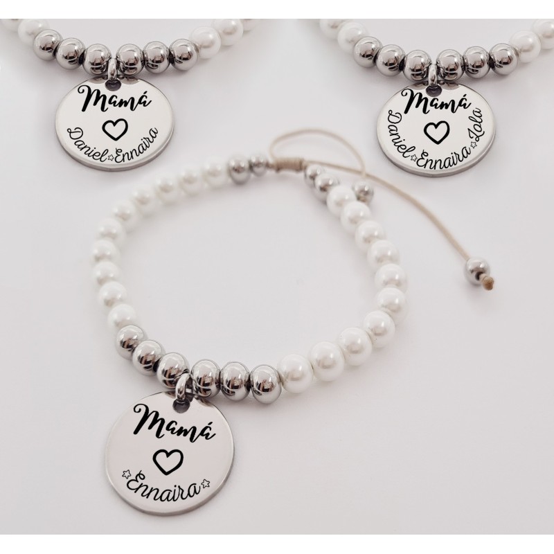 Pulsera perlas personalizada con el texto que quieras |Dcorazon