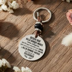 Llavero “Deseo que allá donde mires veas alegría” con piedras naturales | Dcorazón