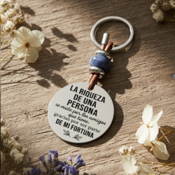 Llavero “La riqueza de una persona” con piedras naturales | Dcorazón