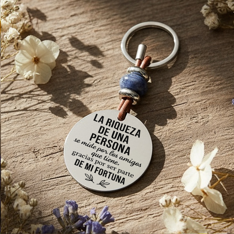Llavero “La riqueza de una persona” con piedras naturales | Dcorazón