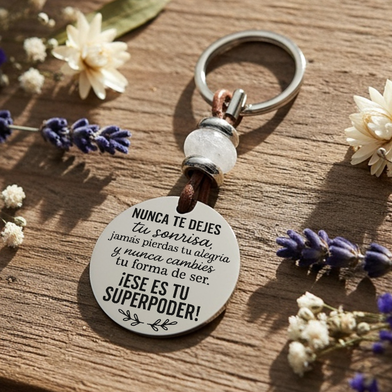 Llavero “Nunca te dejes tu sonrisa” con piedras naturales | Dcorazón