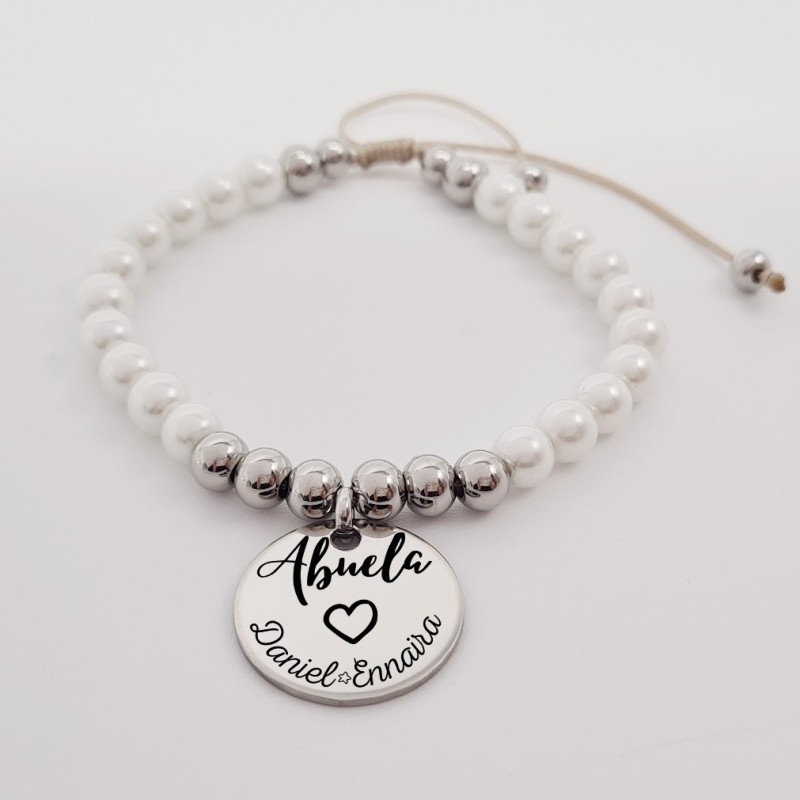 Pulsera de perlas personalizada para la abuela |Dcorazon